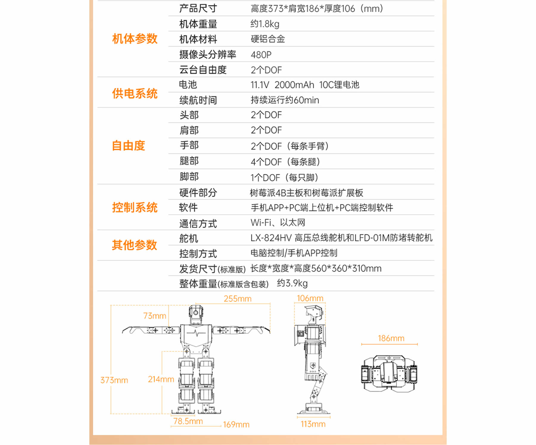 TonyPi 智能(néng)视觉人形机器人